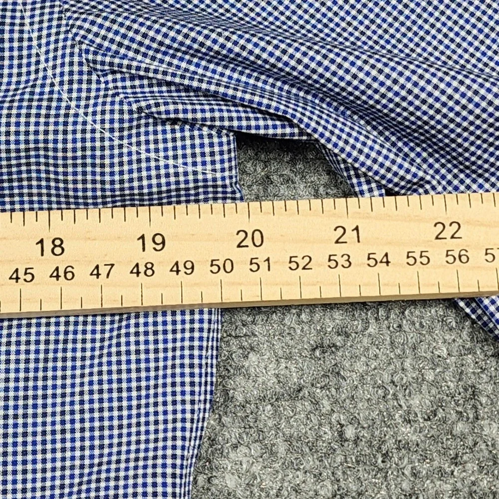 Banana Republic Mens Slim Fit Non-Iron Cotton Gingham Dress Shirt Blue Small